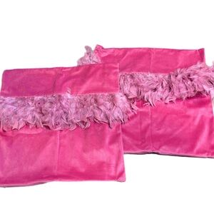 Elegant Pink Feathered Pillow Cover Set